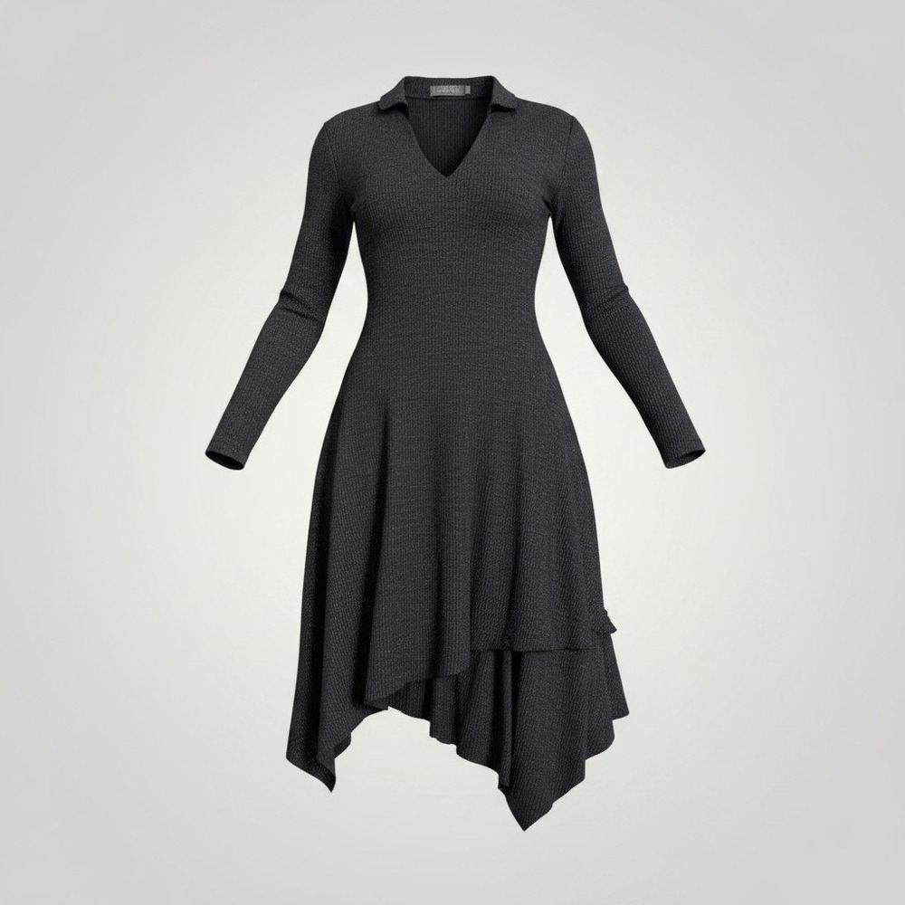 Maya Negri Knit Dress Women 2 Grey Handkerchief Hem Avant Garde Lagenlook Goth